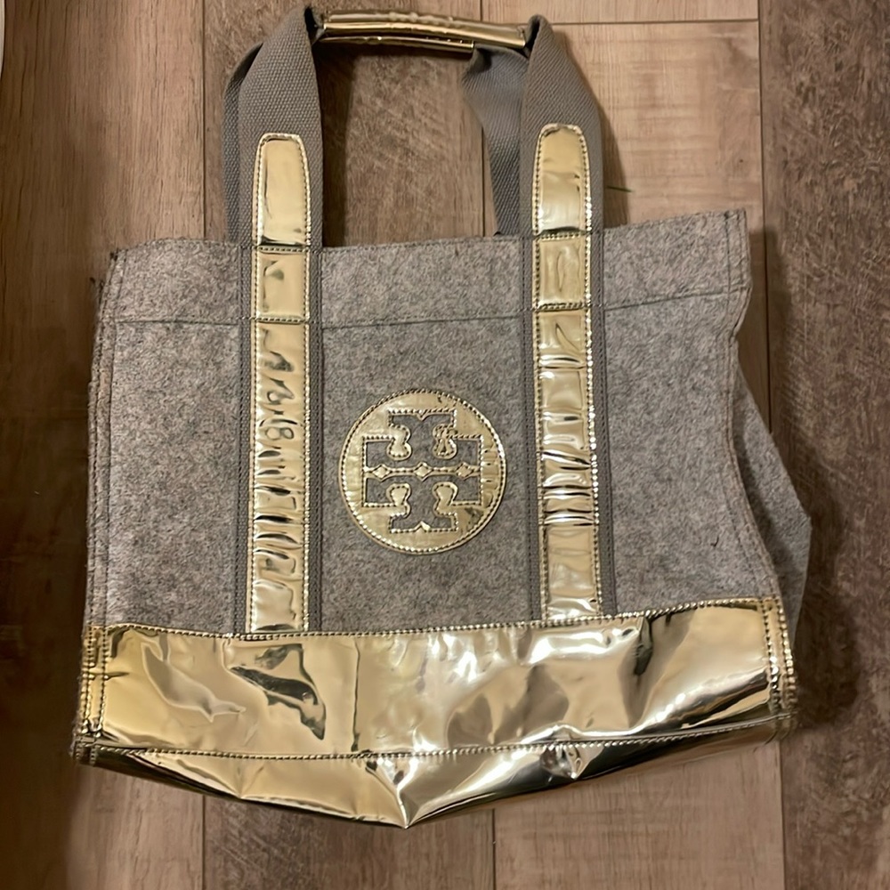 Tory Burch grey and silver tote